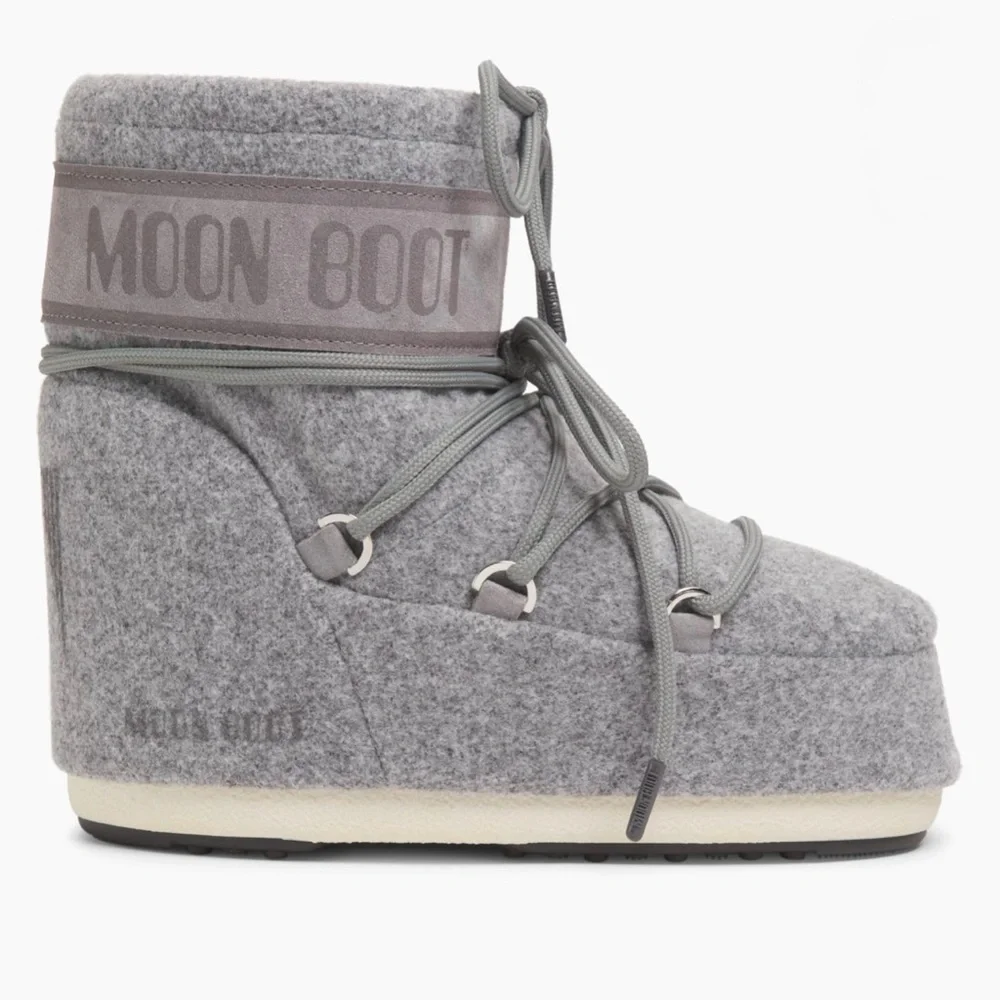 Moon Boot Icon Low Grey Felt Snow Boots 10-11.5US